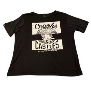Crooks & Castles T-Shirt 2XL Black Medusa Graphic Print Short Sleeve Menswear